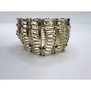 Vintage Lisner Gold Tone Link Bracelet Mid‎ Century Statement Jewelry Signed